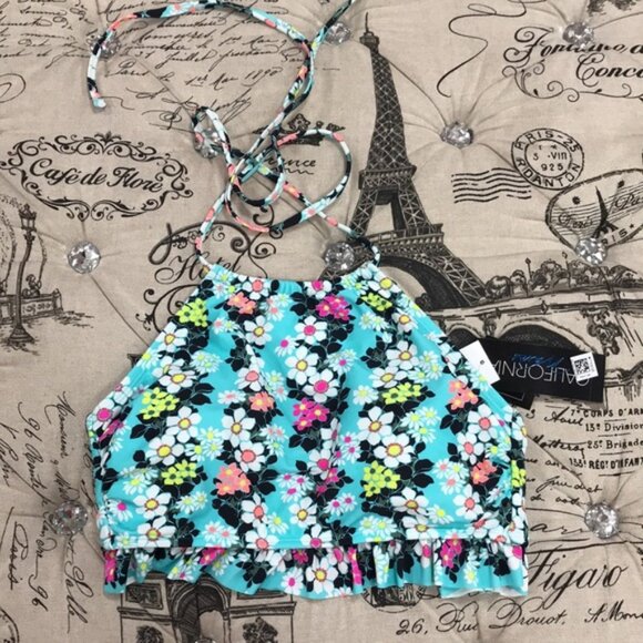 California Waves Floral-Print Swim Bikini Top - Picture 4 of 10